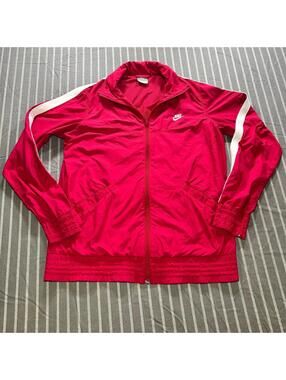 Vintage Nike Track Jacket Womens Juniors L 12 14 Pink Full Zip Y2k